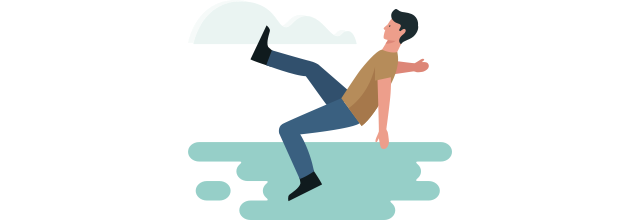 boy slipping on the puddle of water